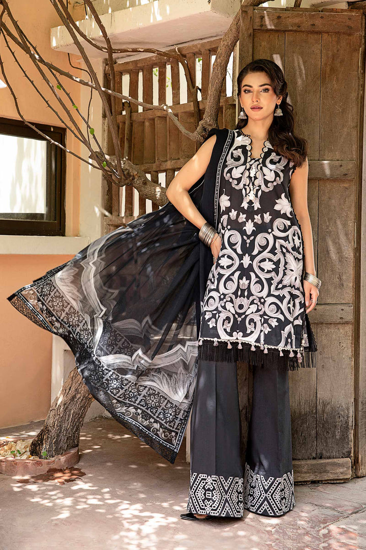 3 Pc Unstitched Embroidered Lawn Suit | MB-CUS25-904B All Sale MUS904B-999-BLK
