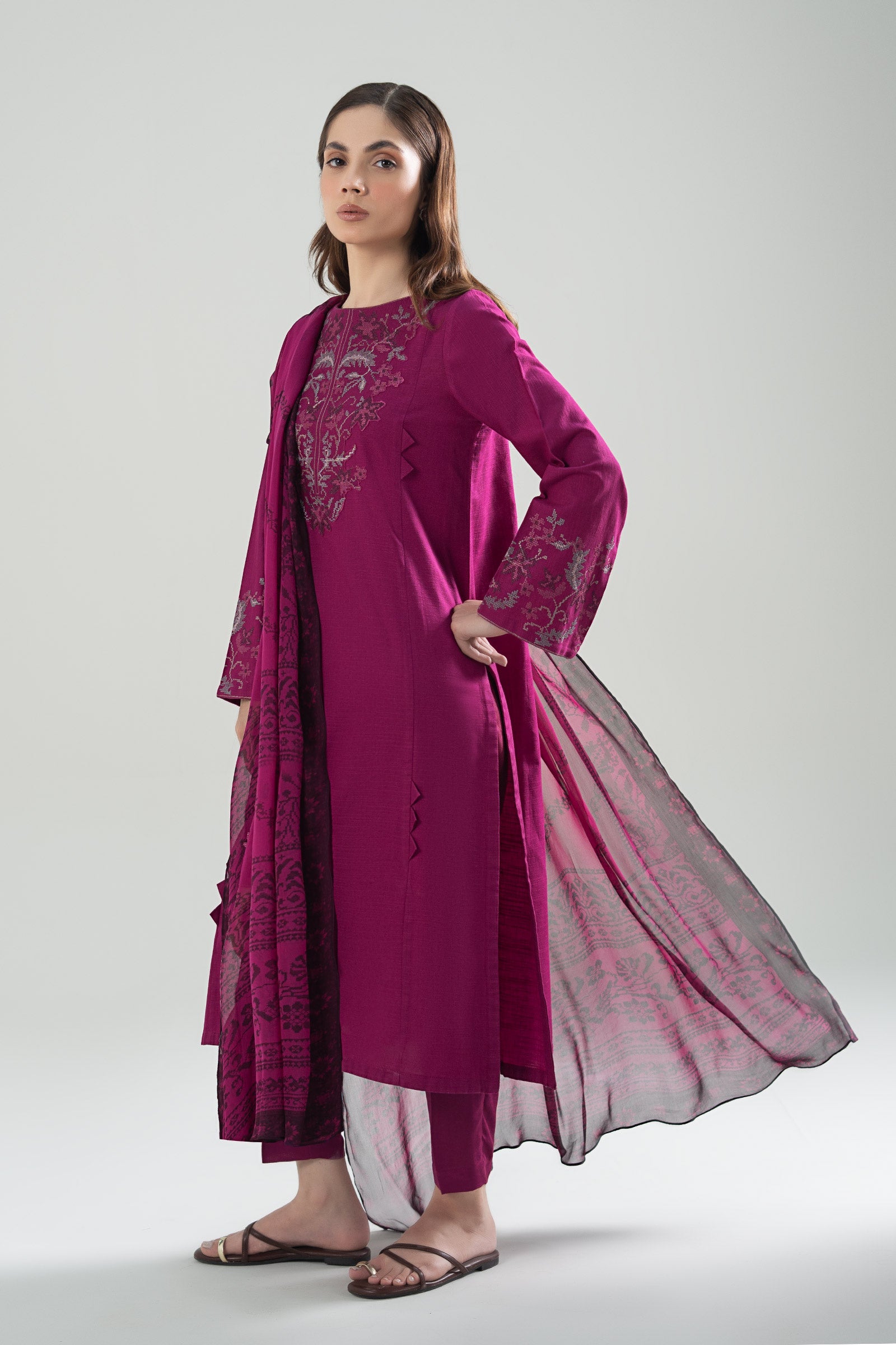 Rs 4500 Sahiba Stitched Emb Khadar 2pc [Dispatch Time 1 Month] ~ [Chest 21] [Length 46] MEDIUM main image 1