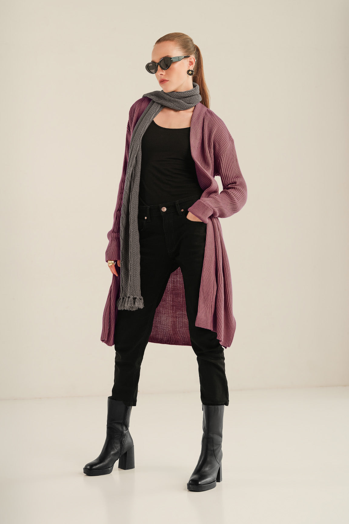 Long ribbed cardigan deals