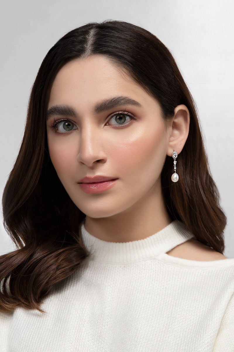 Earrings White AER W21 028 M basics By Maria B PK Earrings White AER W21 028 M basics By Maria B PK