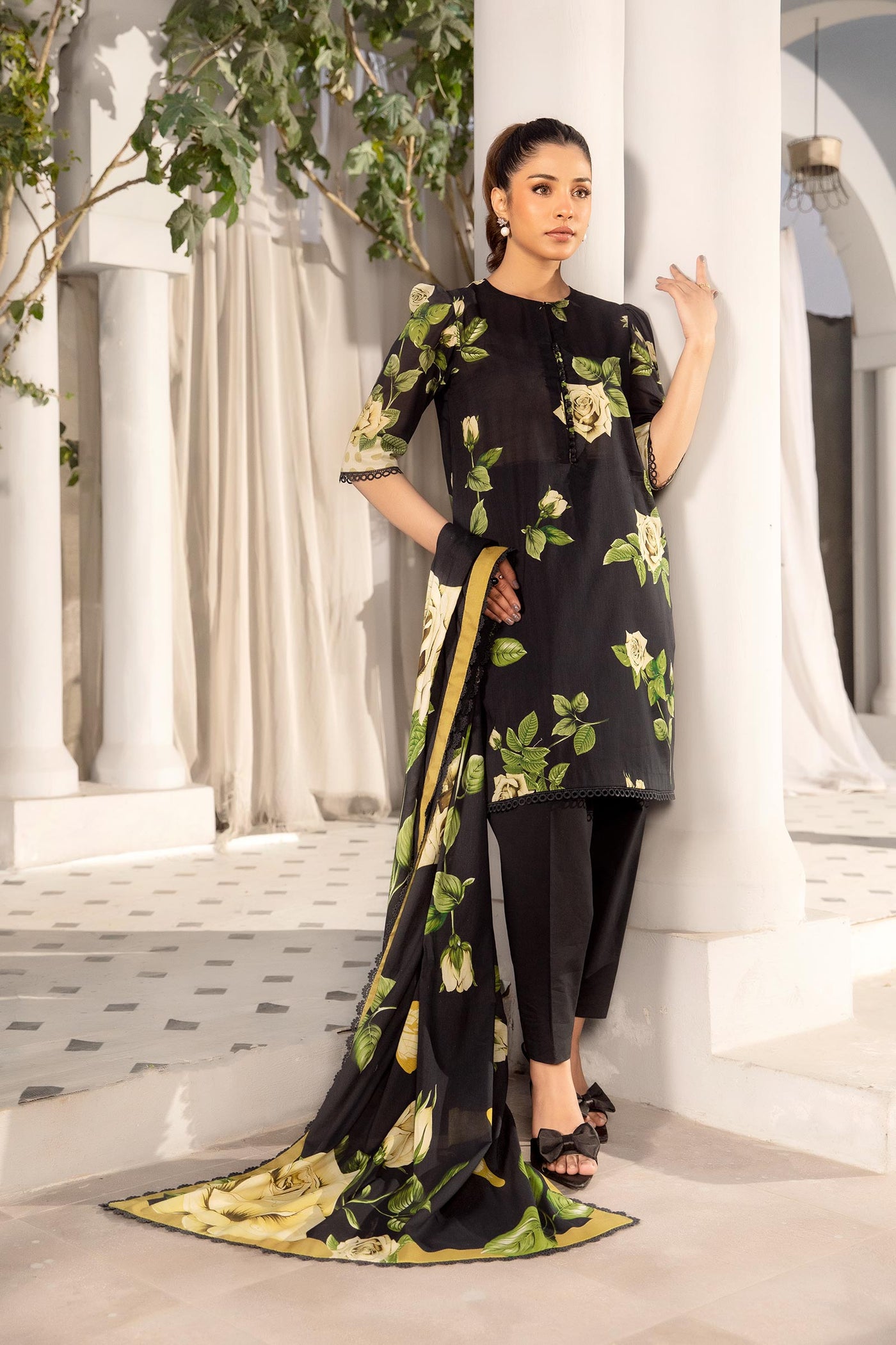 3 Pc Unstitched Printed Lawn Suit | MB-ELHV1-07