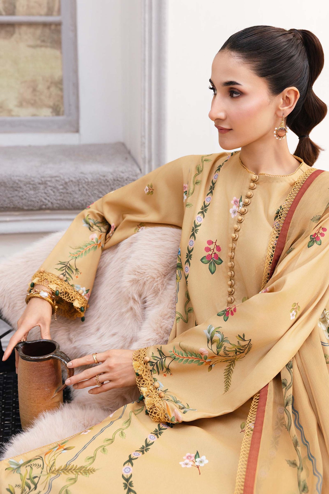 3 Pc Unstitched Printed Marina Twill Suit