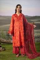 3 Pc Unstitched Embroidered Arabic Lawn Suit | MB-PFUS25-10B