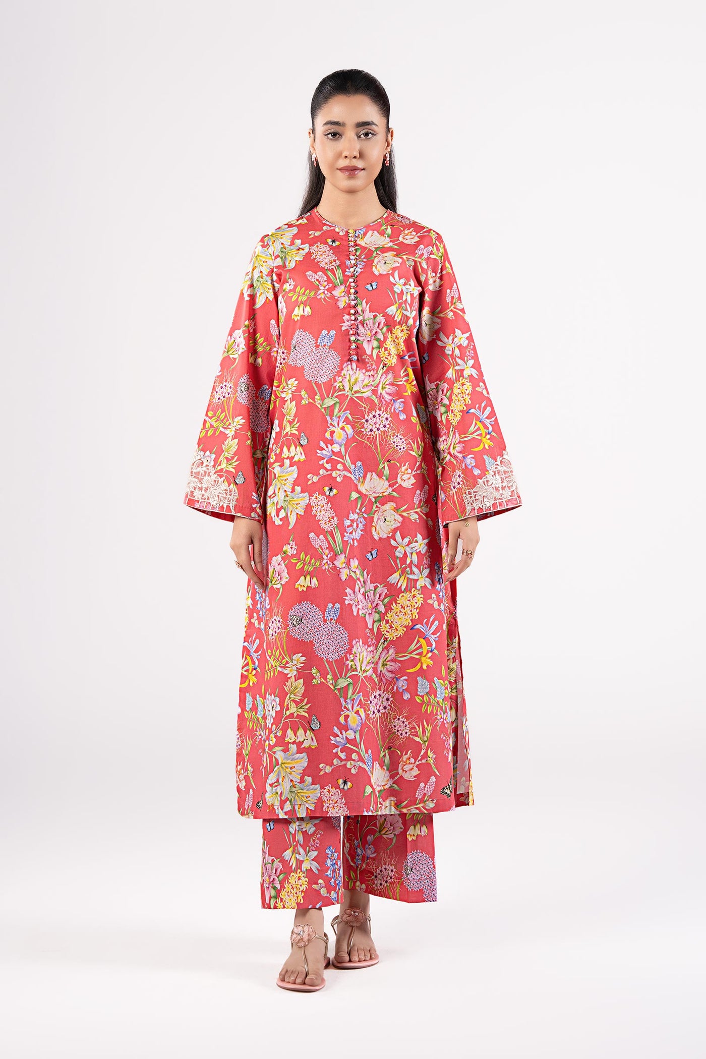 2 Pc Embroidered Slub Lawn Suit
