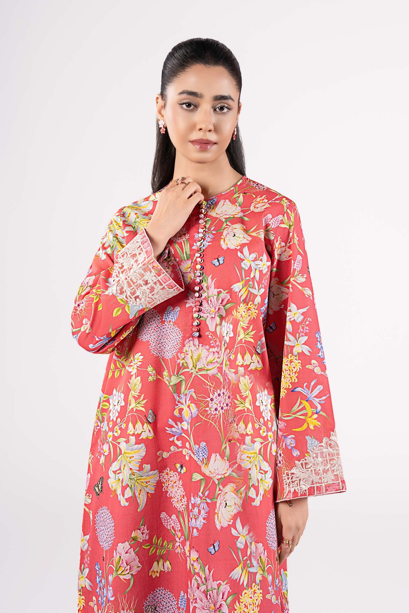 2 Pc Embroidered Slub Lawn Suit