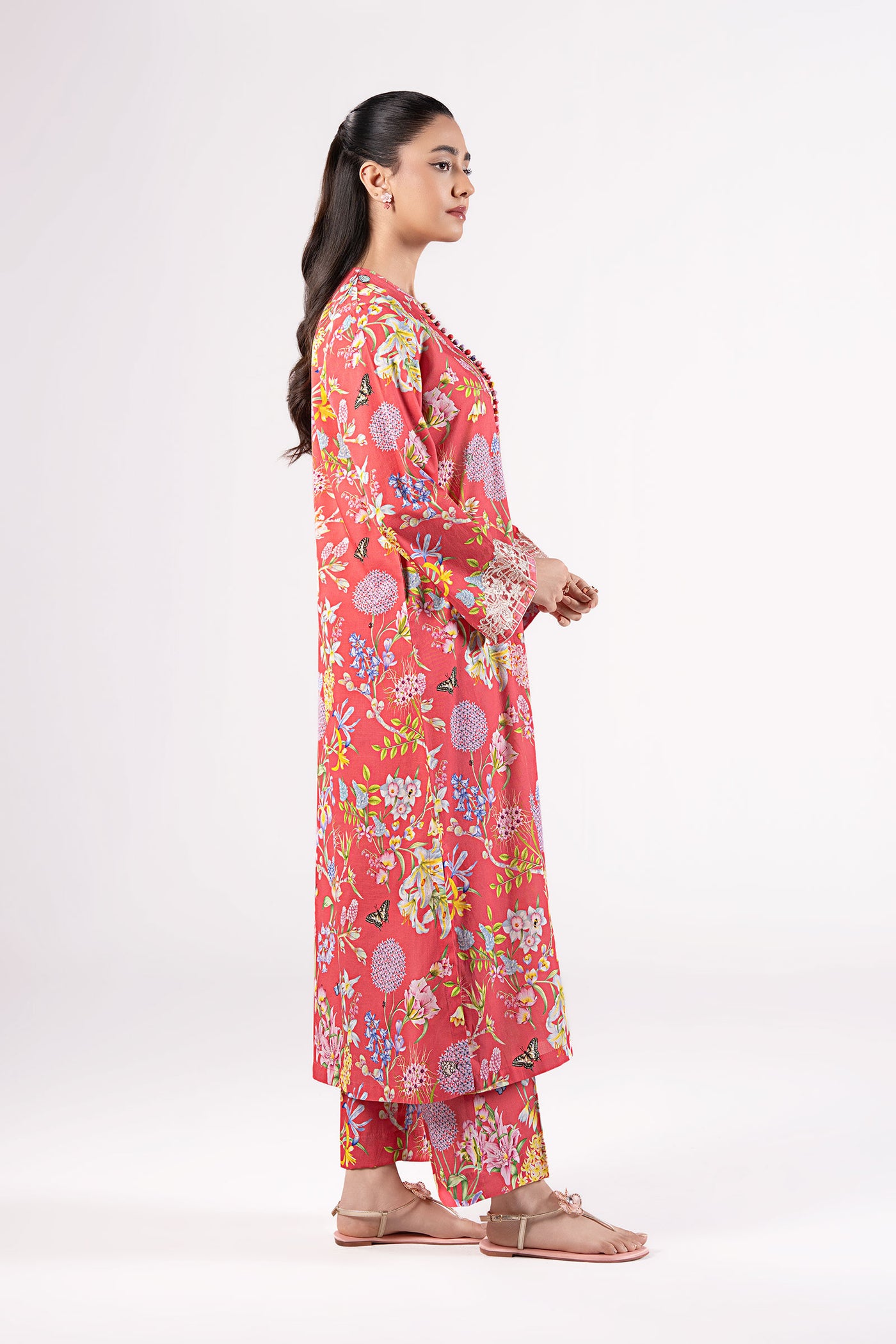 2 Pc Embroidered Slub Lawn Suit