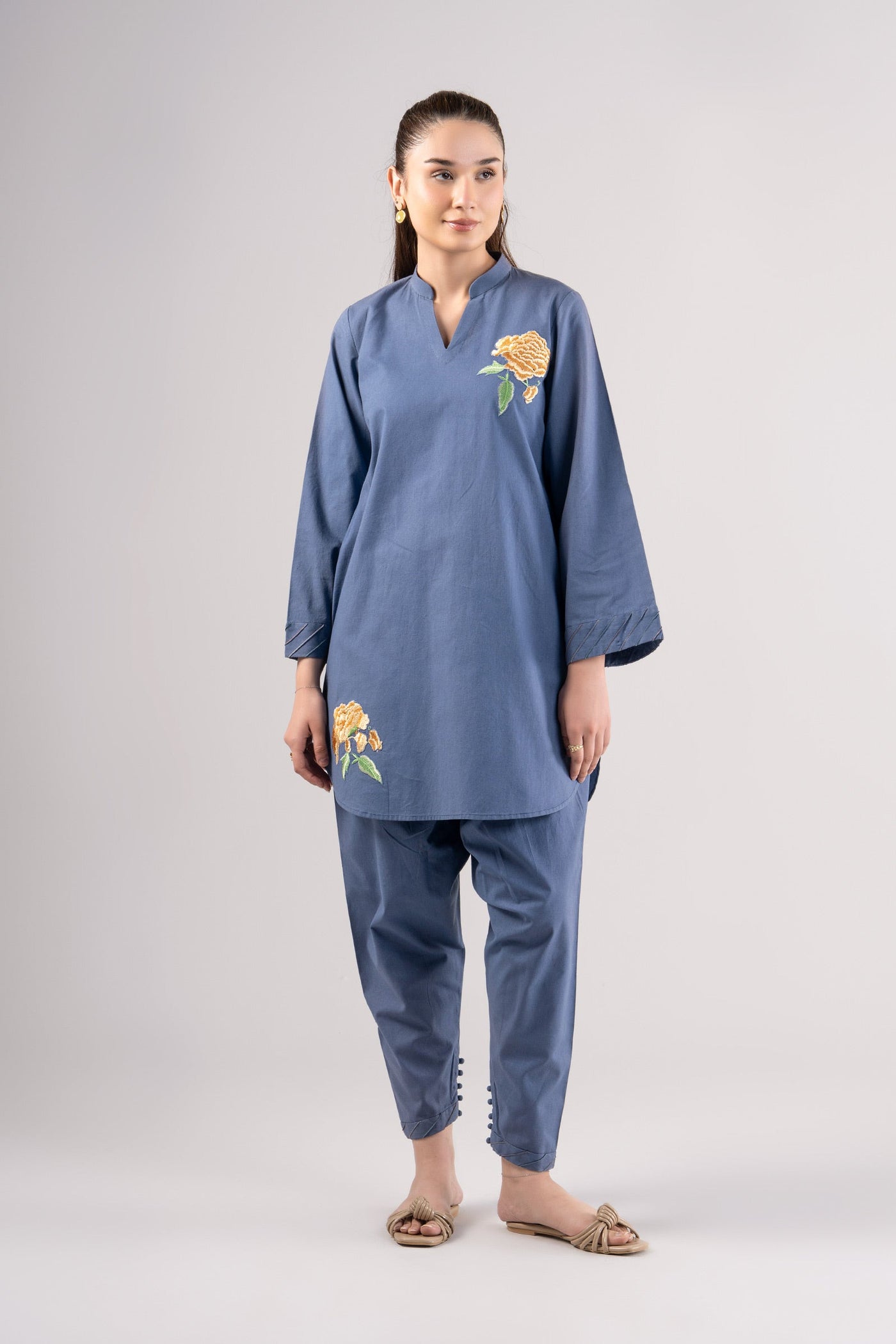 2 Pc Embroidered Linen Suit | MB-CS25-107