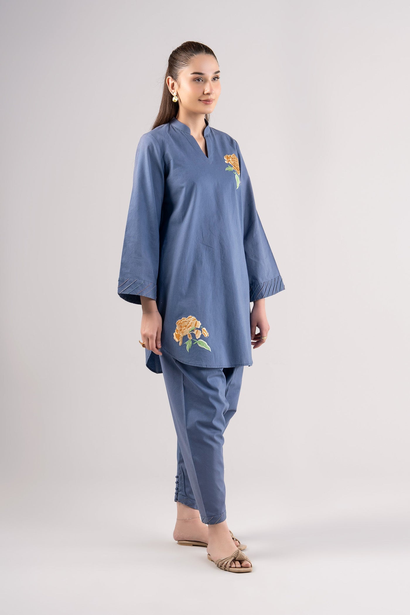 2 Pc Embroidered Linen Suit | MB-CS25-107