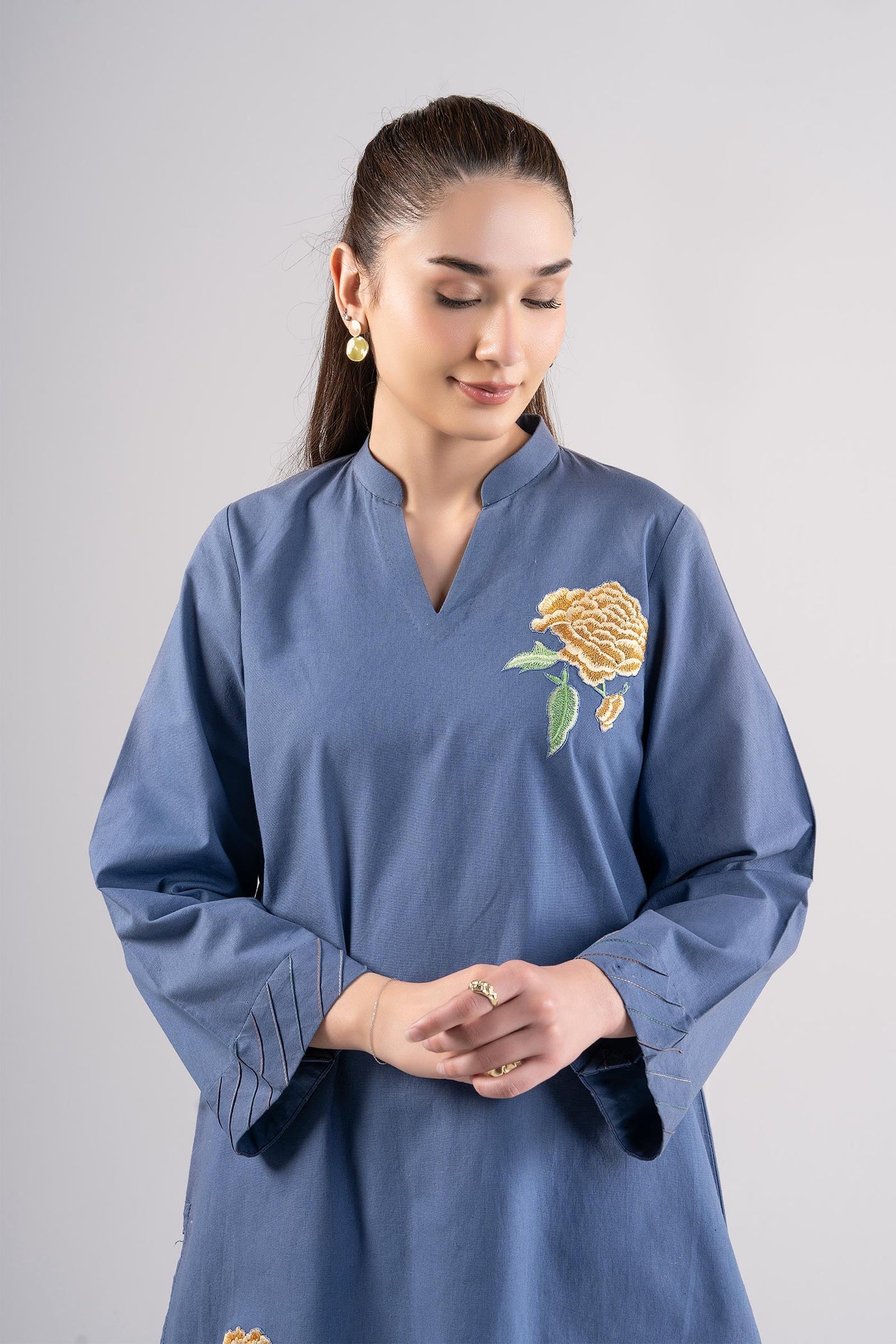 2 Pc Embroidered Linen Suit | MB-CS25-107