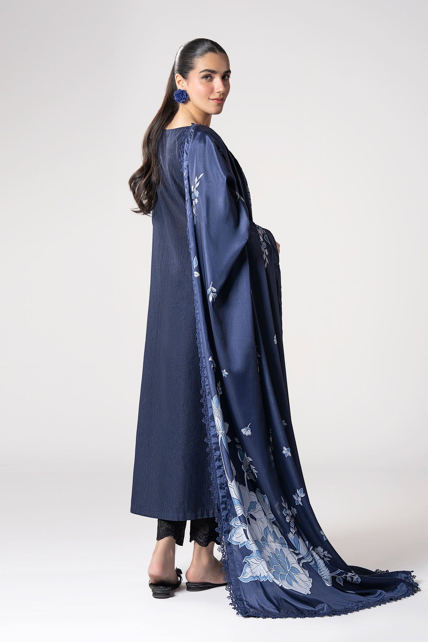 2 Pc Embroidered Lurex Texture Suit