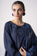 2 Pc Embroidered Lurex Texture Suit