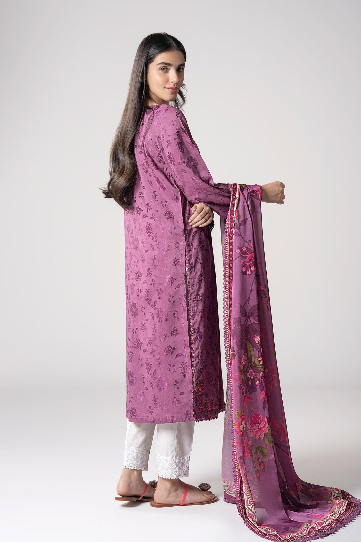 2 Pc Embroidered Self Textured Dobby Viscose Suit | MB-CS25-125