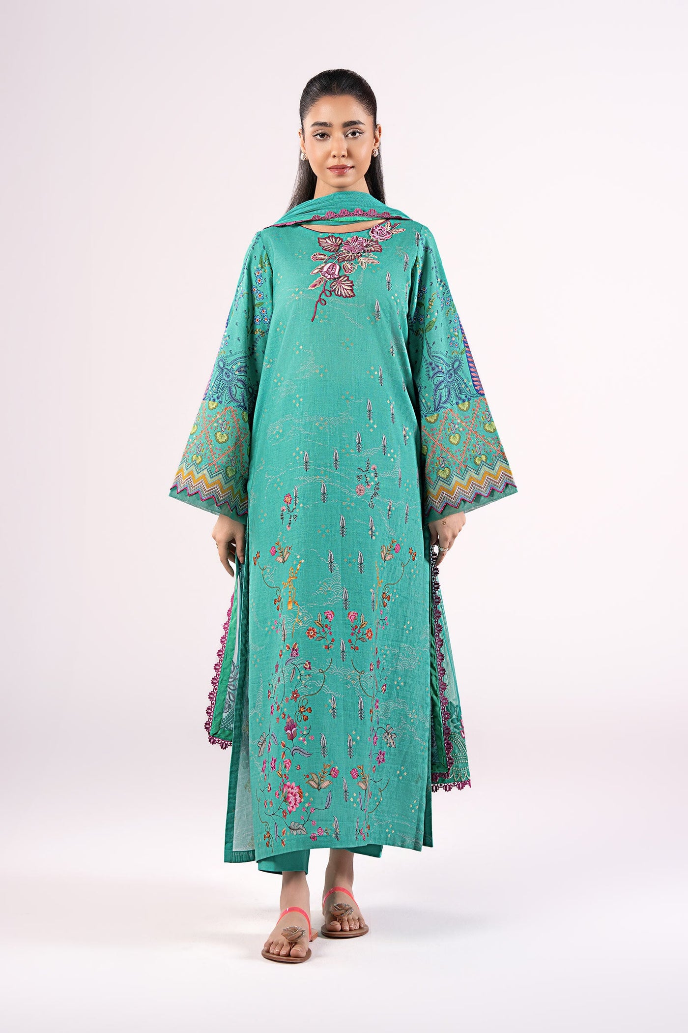 2 Pc Embroidered Lurex Mukaish Suit | MB-CS25-129