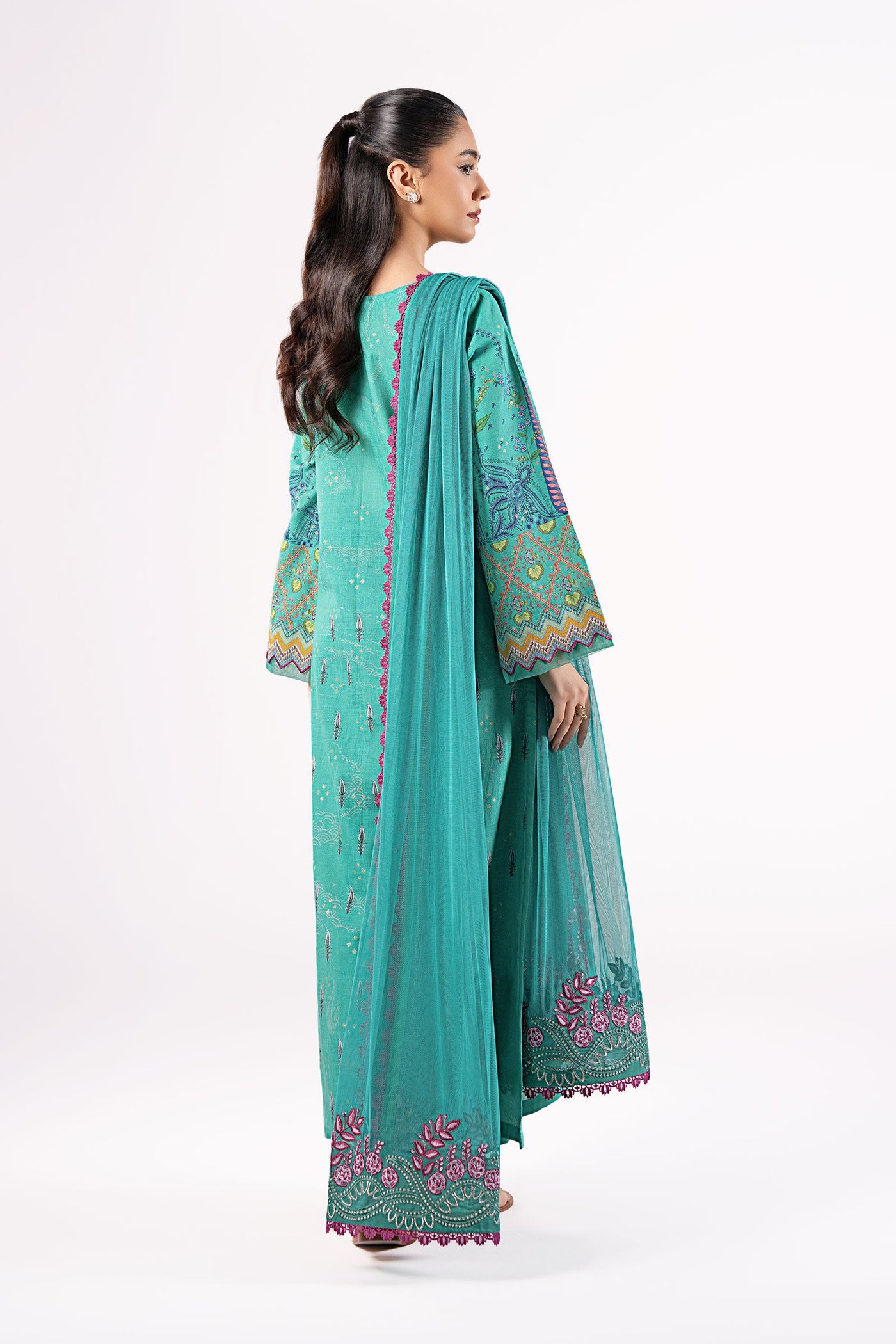 2 Pc Embroidered Lurex Mukaish Suit | MB-CS25-129