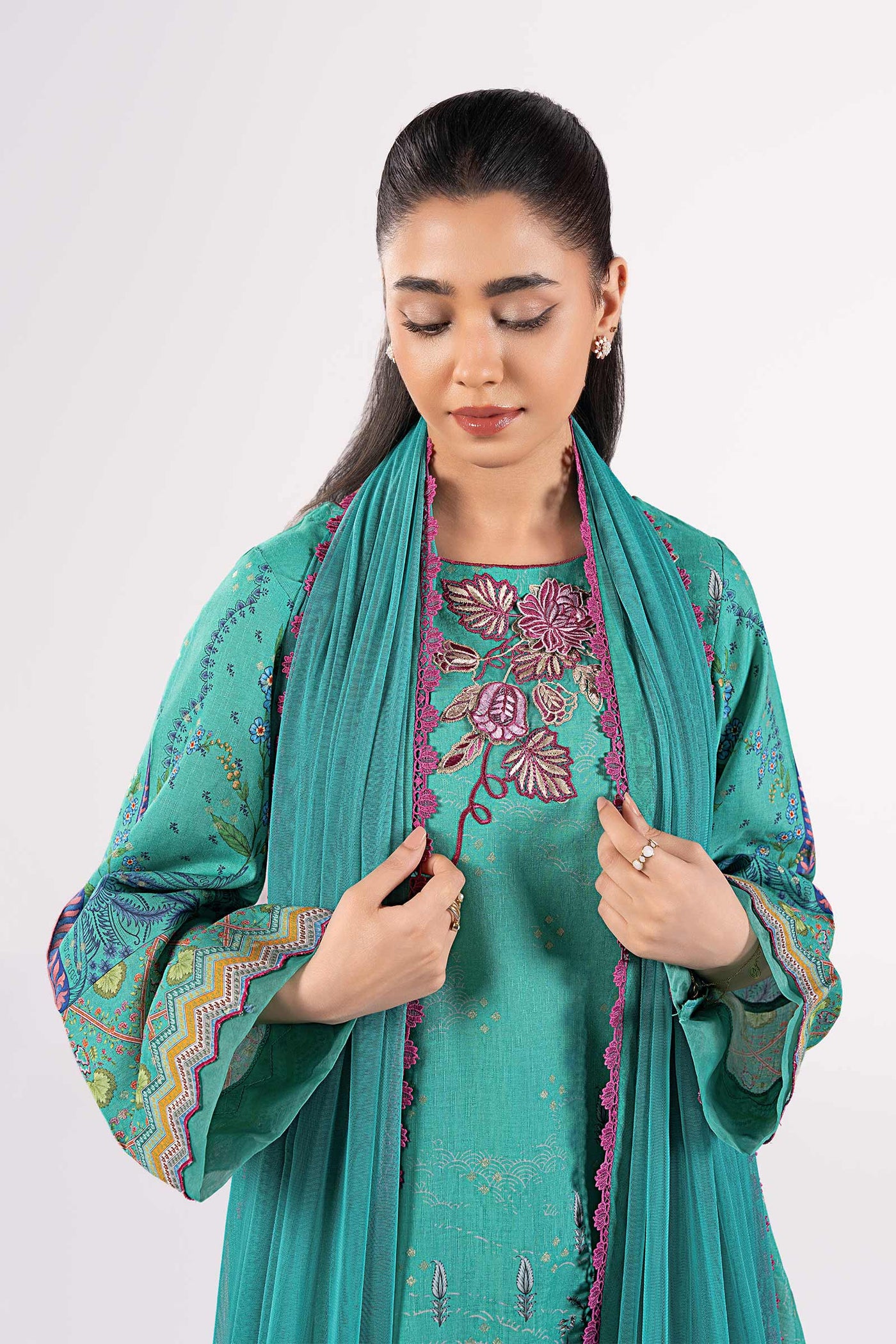 2 Pc Embroidered Lurex Mukaish Suit | MB-CS25-129