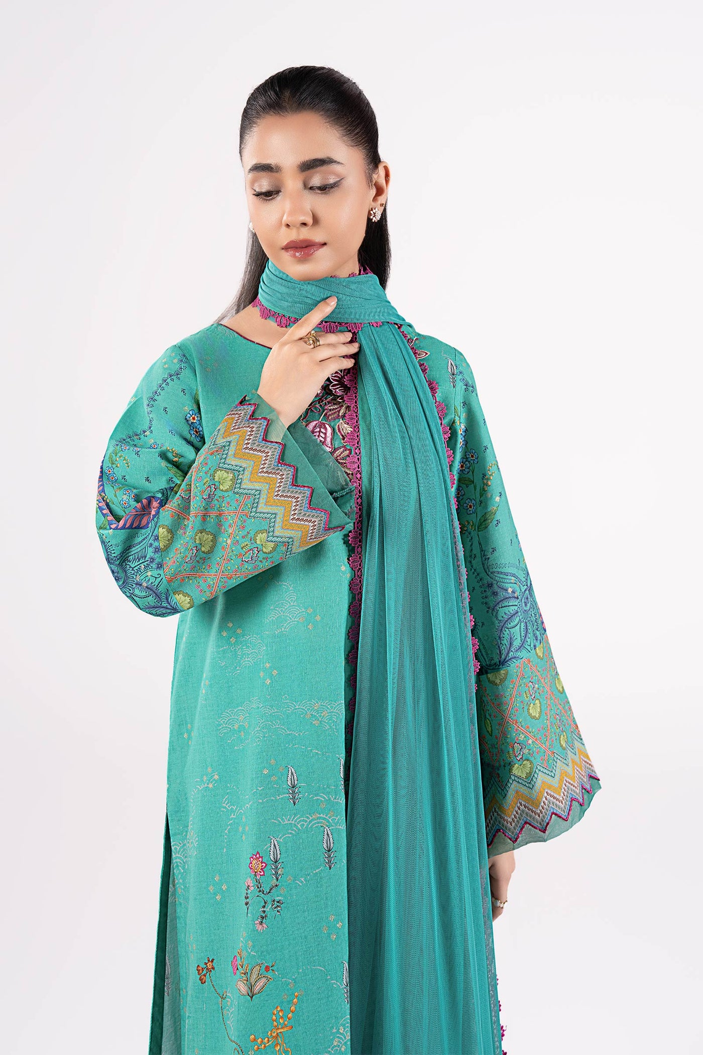 2 Pc Embroidered Lurex Mukaish Suit | MB-CS25-129