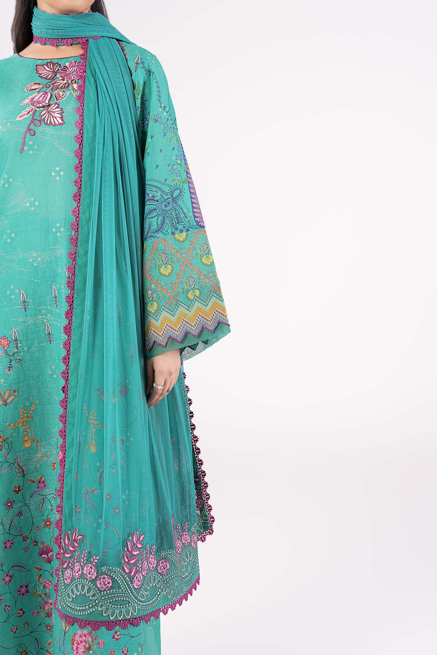 2 Pc Embroidered Lurex Mukaish Suit | MB-CS25-129