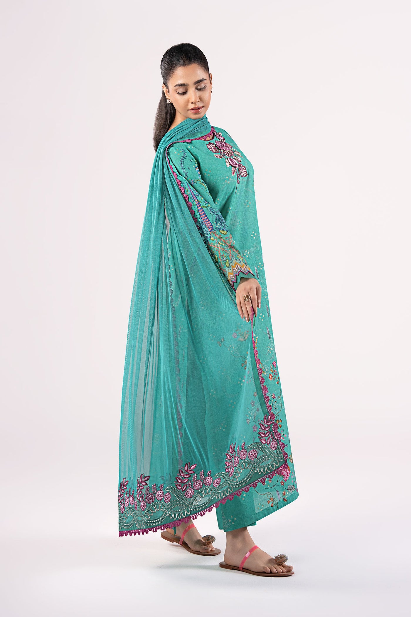 2 Pc Embroidered Lurex Mukaish Suit | MB-CS25-129