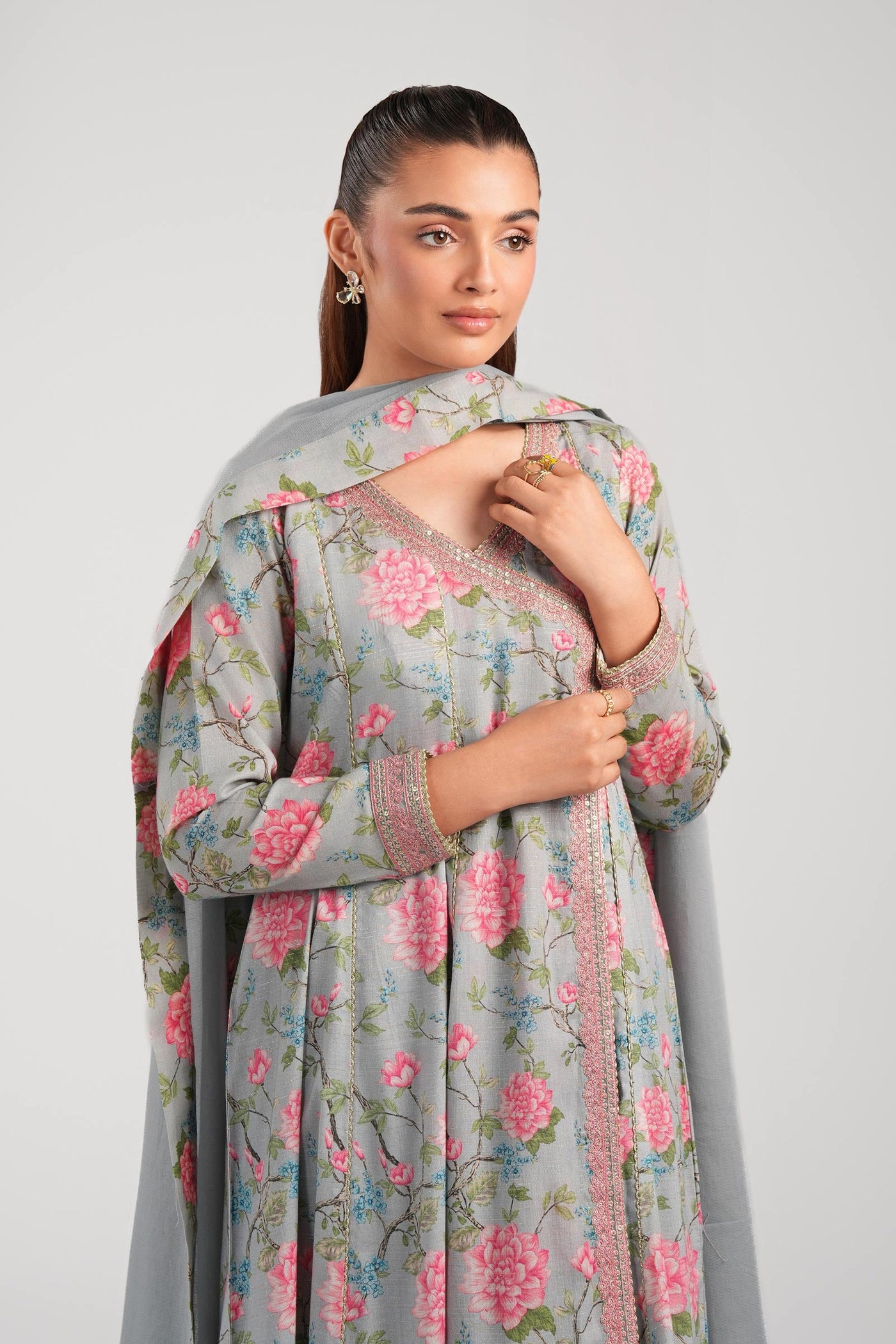 2 Pc Embroidered Zari Stripes Suit | MB-CS25-132