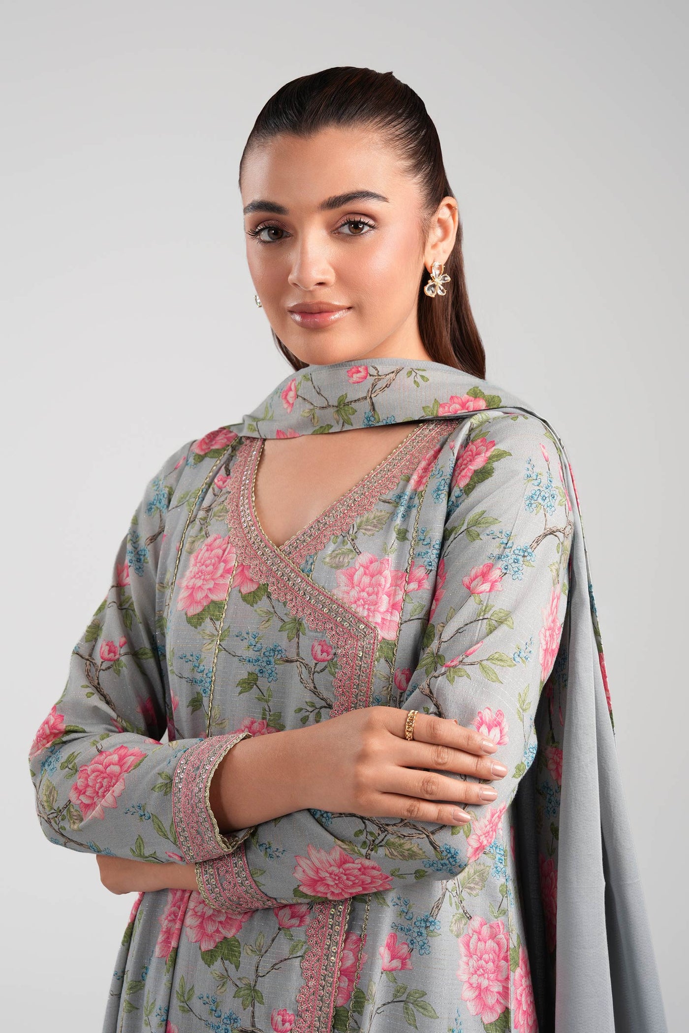2 Pc Embroidered Zari Stripes Suit | MB-CS25-132