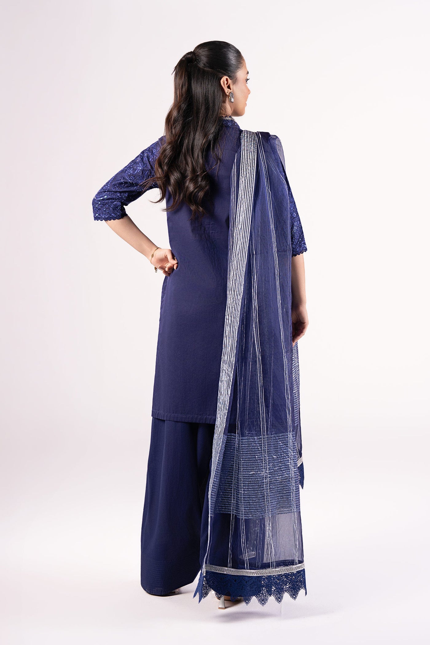 3 Pc Embroidered Dobby Suit | MB-CS25-137