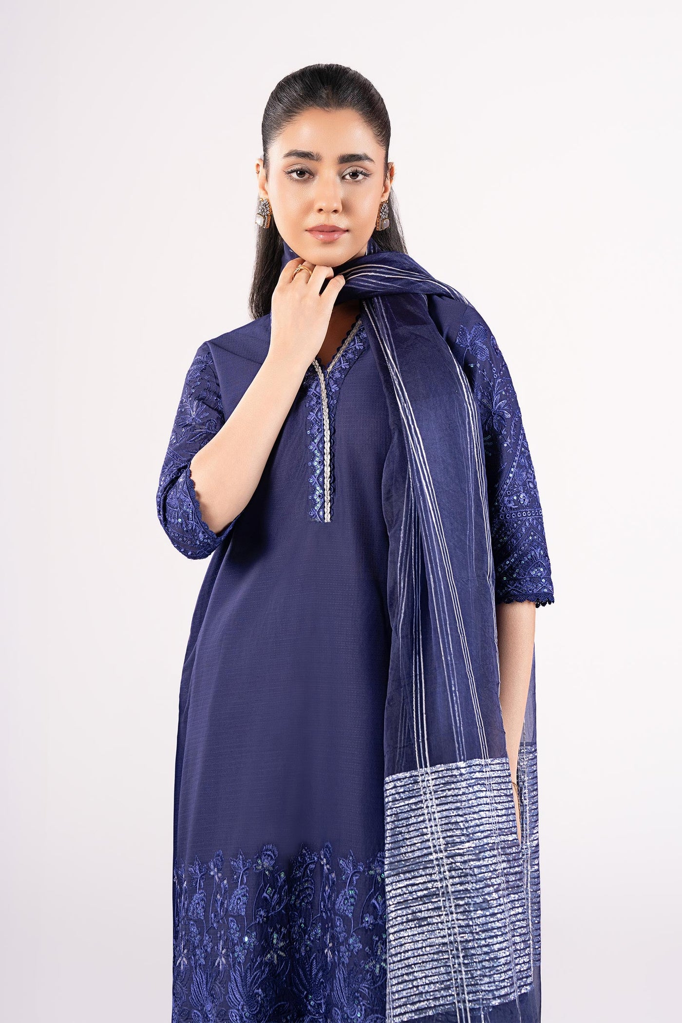 3 Pc Embroidered Dobby Suit | MB-CS25-137