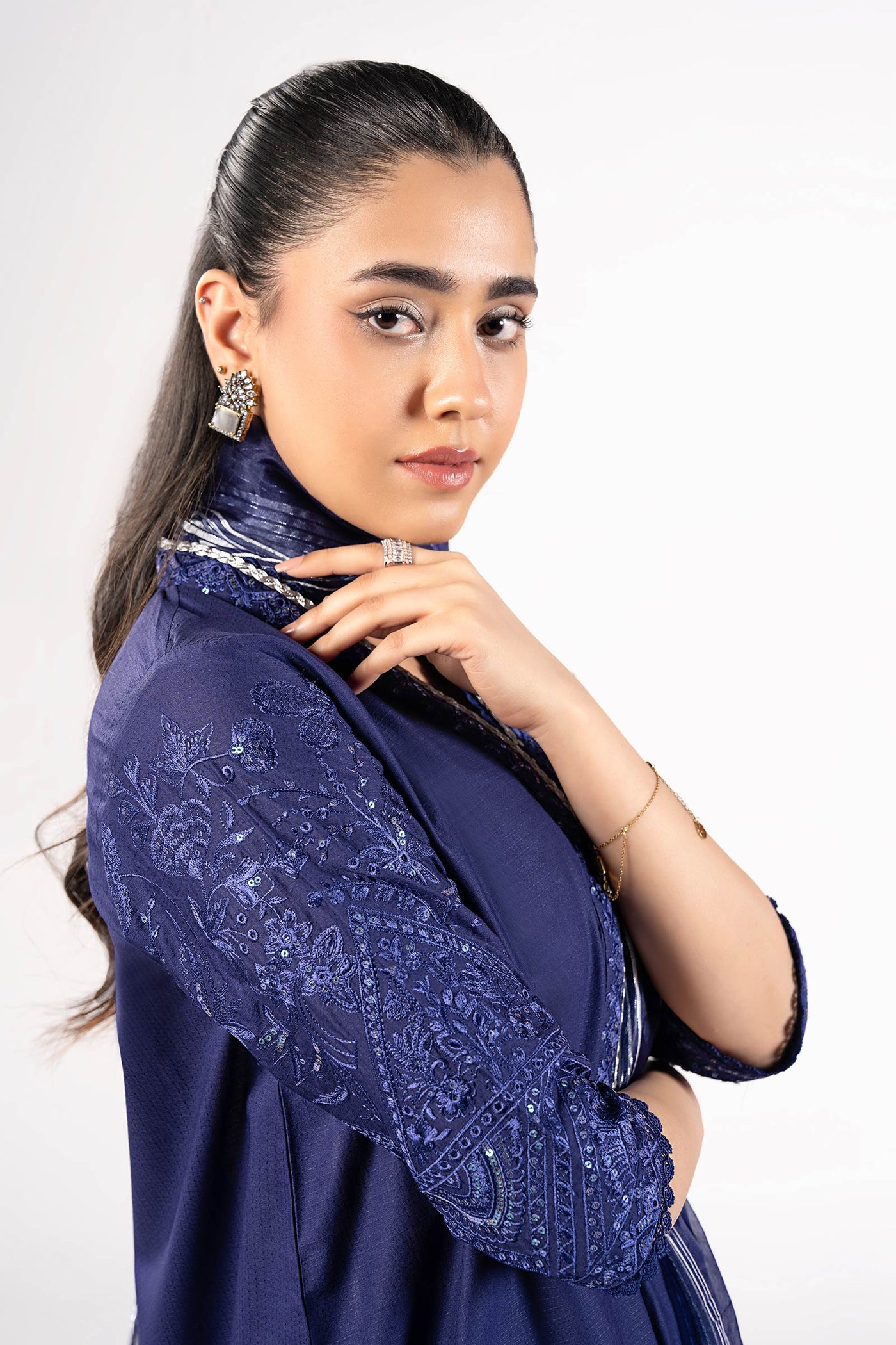 3 Pc Embroidered Dobby Suit | MB-CS25-137