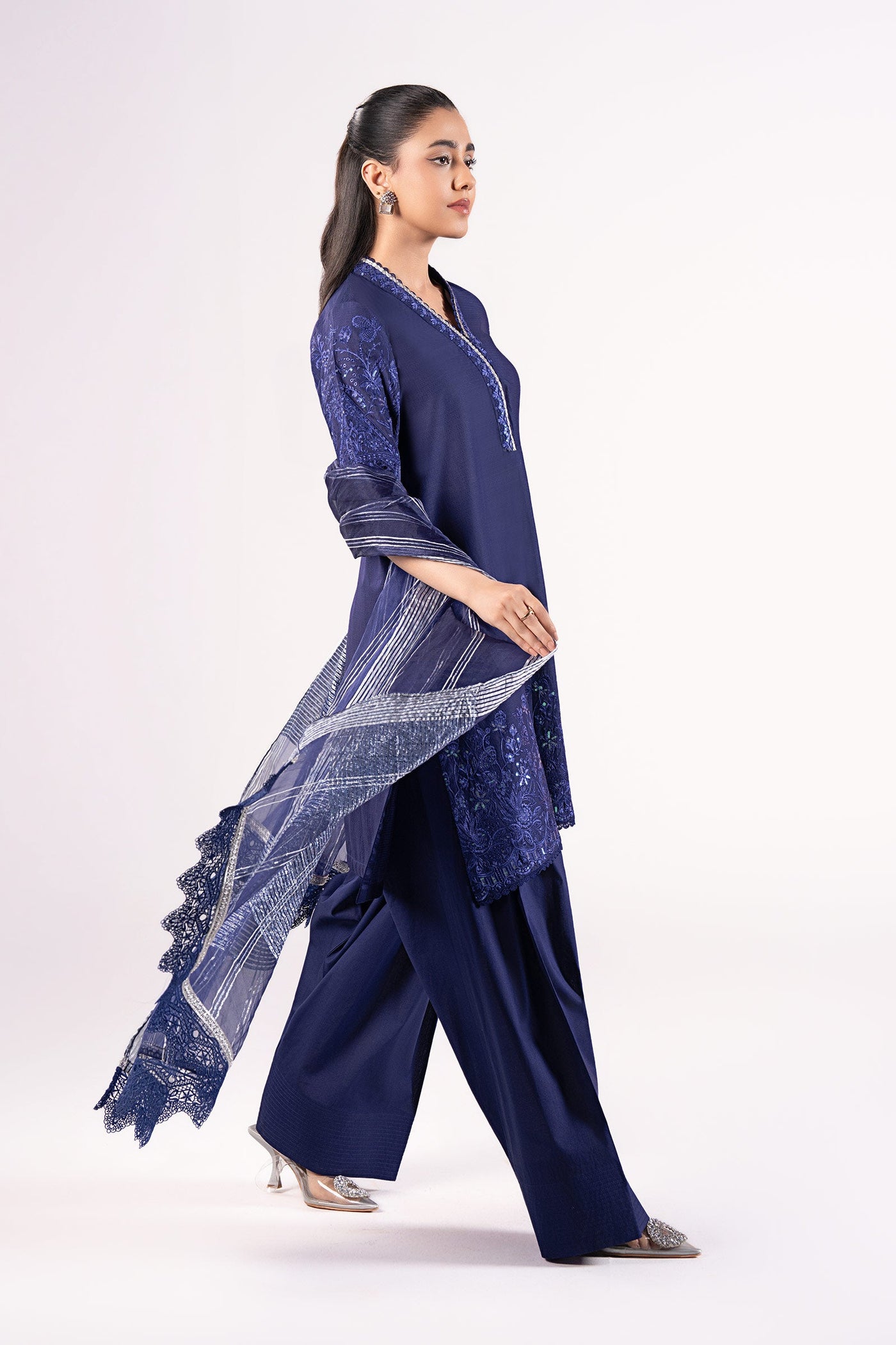 3 Pc Embroidered Dobby Suit | MB-CS25-137