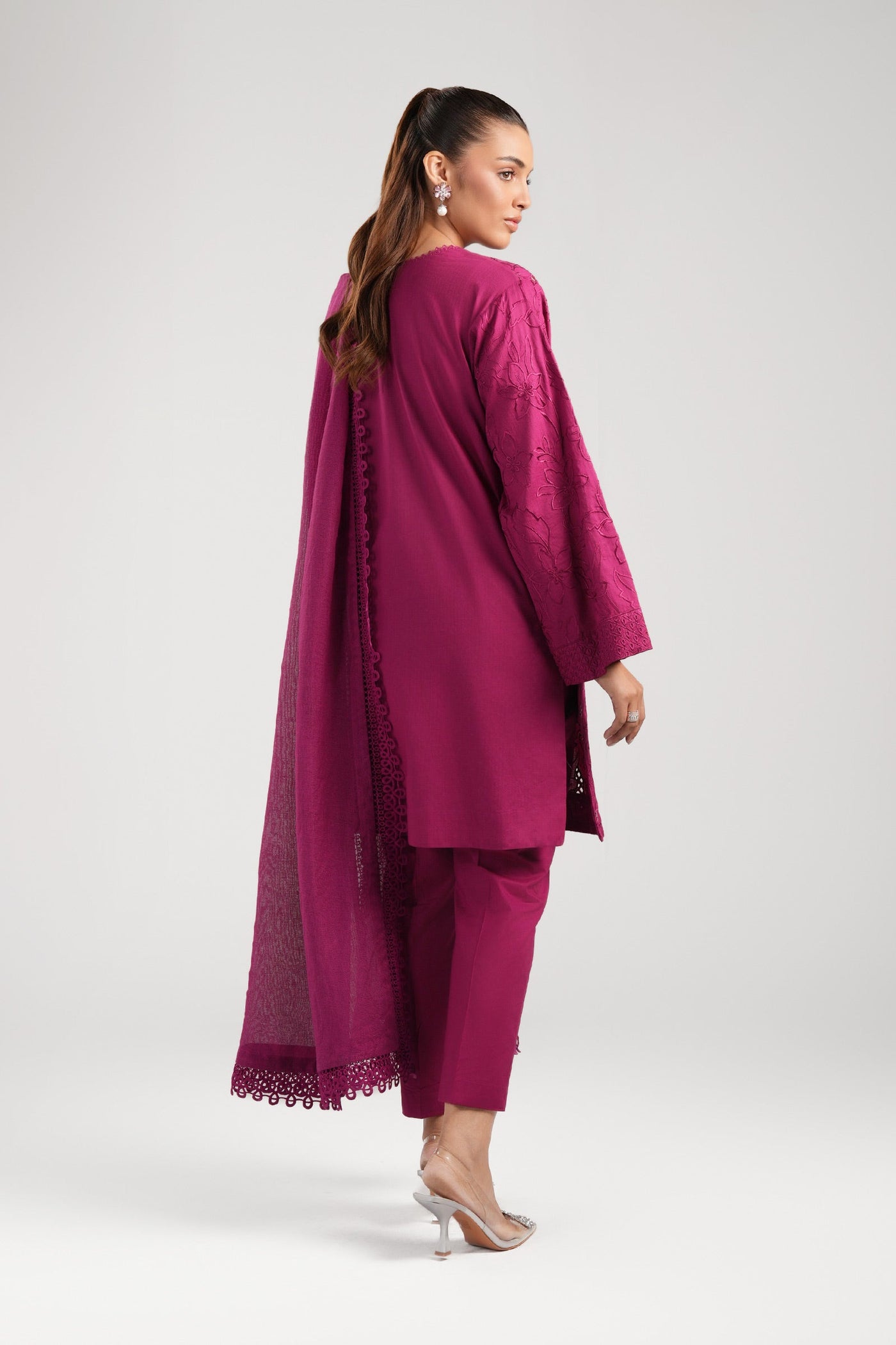 3 Pc Embroidered Dobby Suit | MB-CS25-138