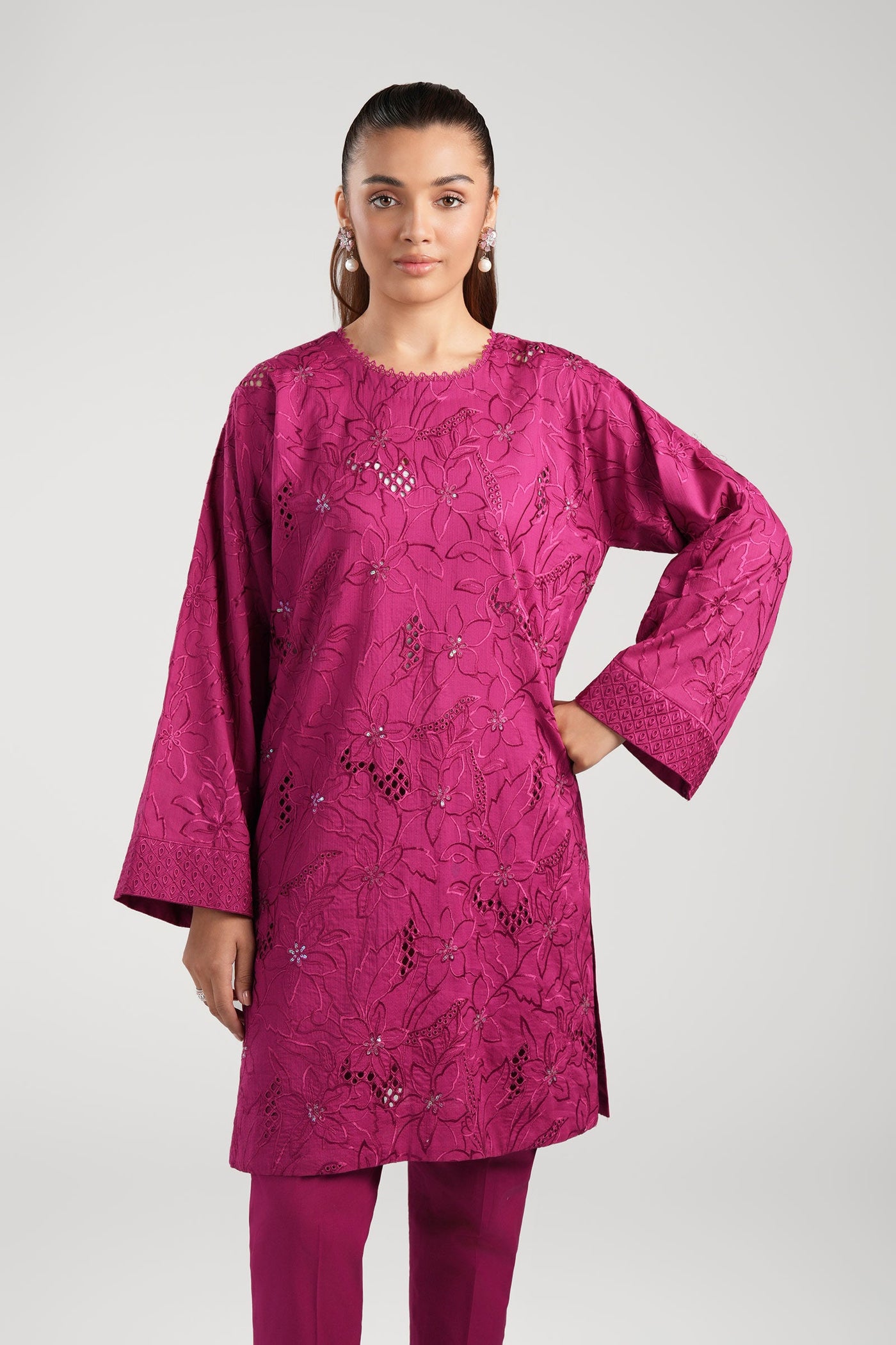 3 Pc Embroidered Dobby Suit | MB-CS25-138