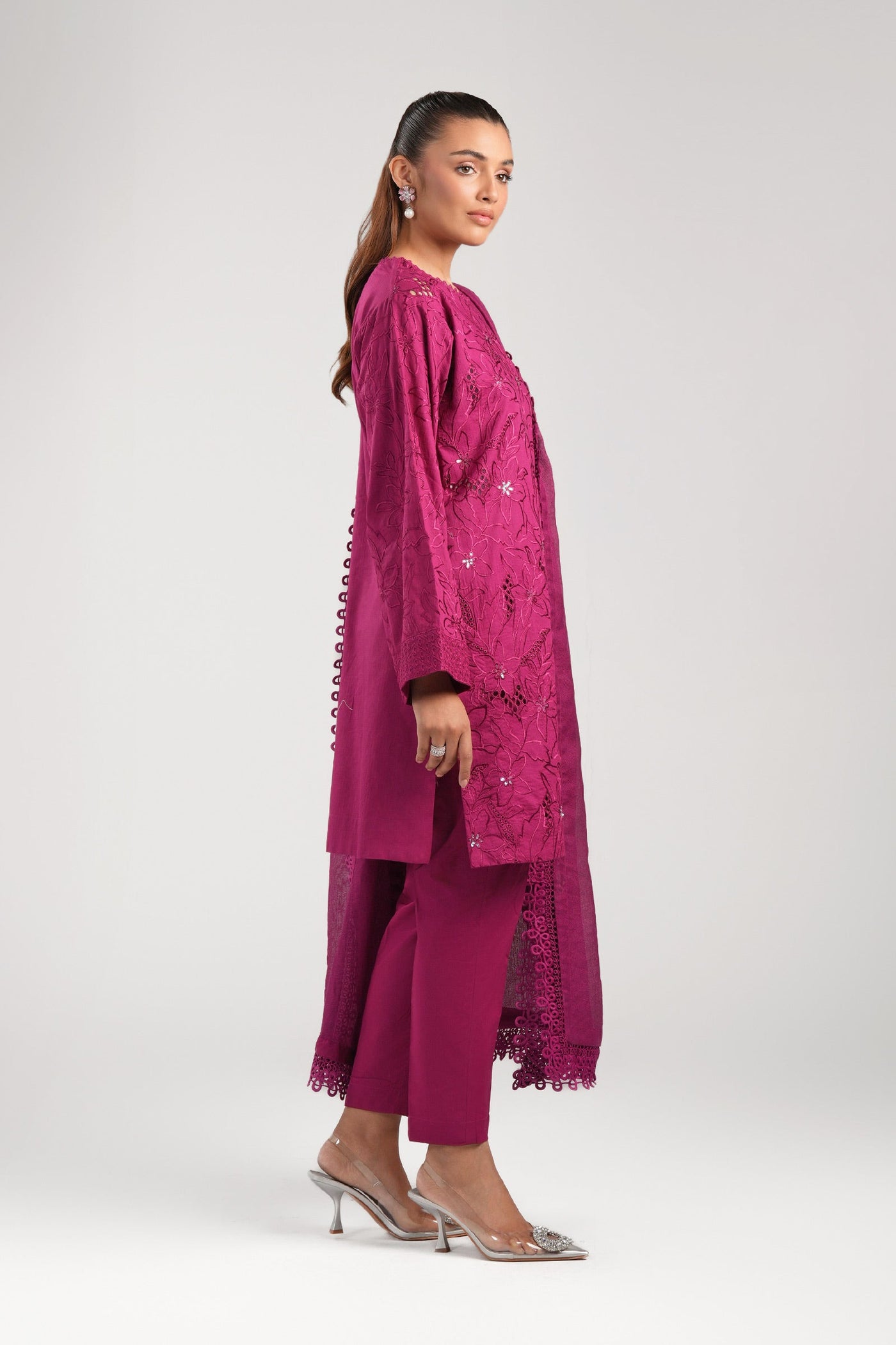 3 Pc Embroidered Dobby Suit | MB-CS25-138