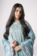 3 Pc Embroidered Mesh Lurex Dots Suit