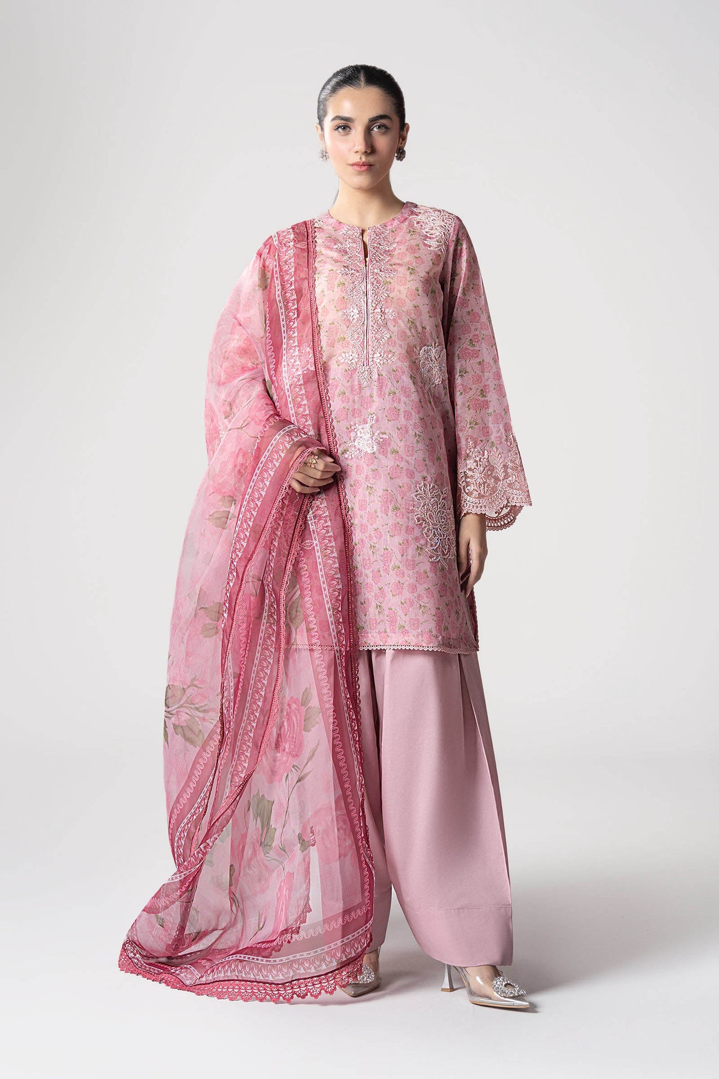 3 Pc Embroidered Dobby Suit | MB-CS25-145