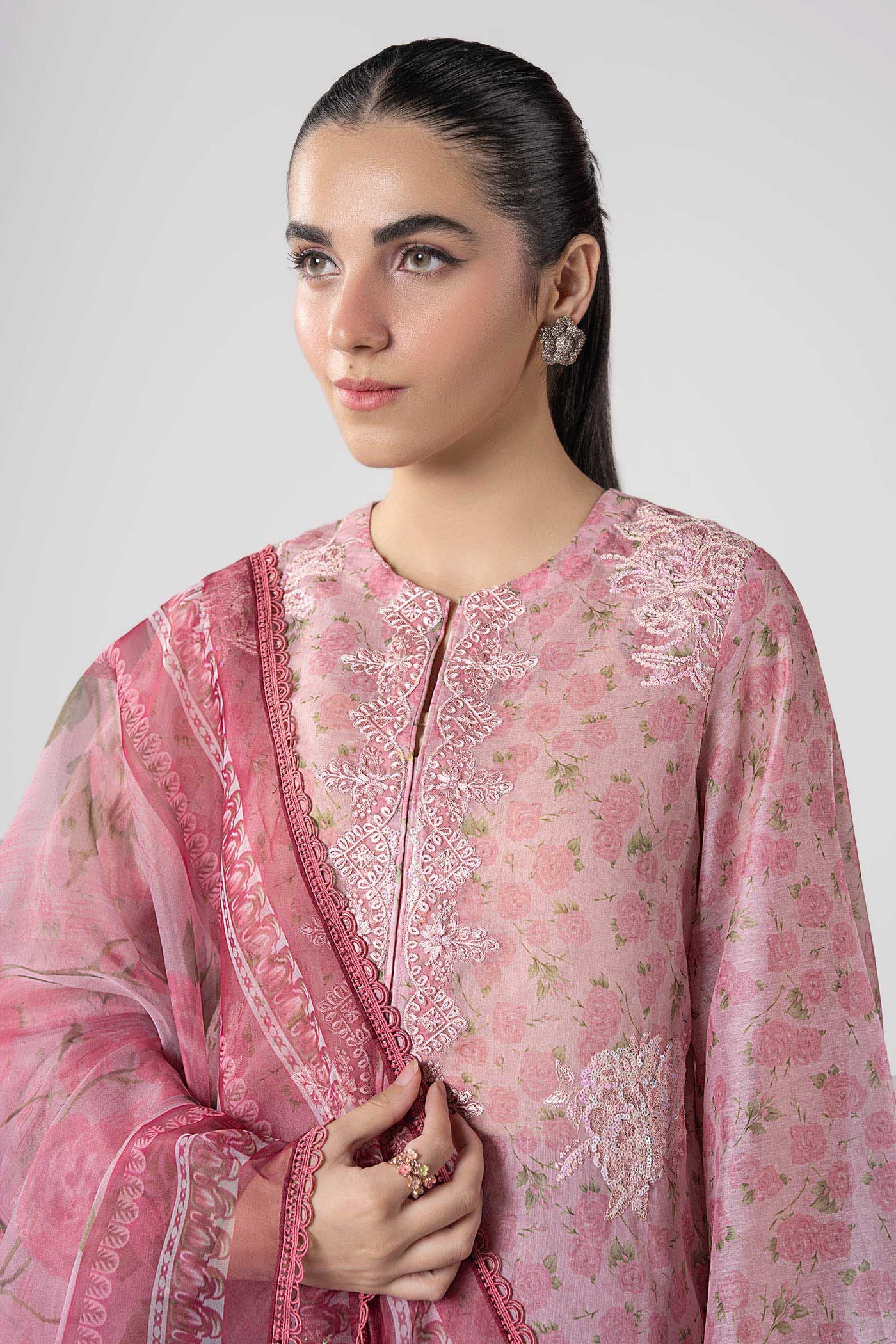 3 Pc Embroidered Dobby Suit | MB-CS25-145