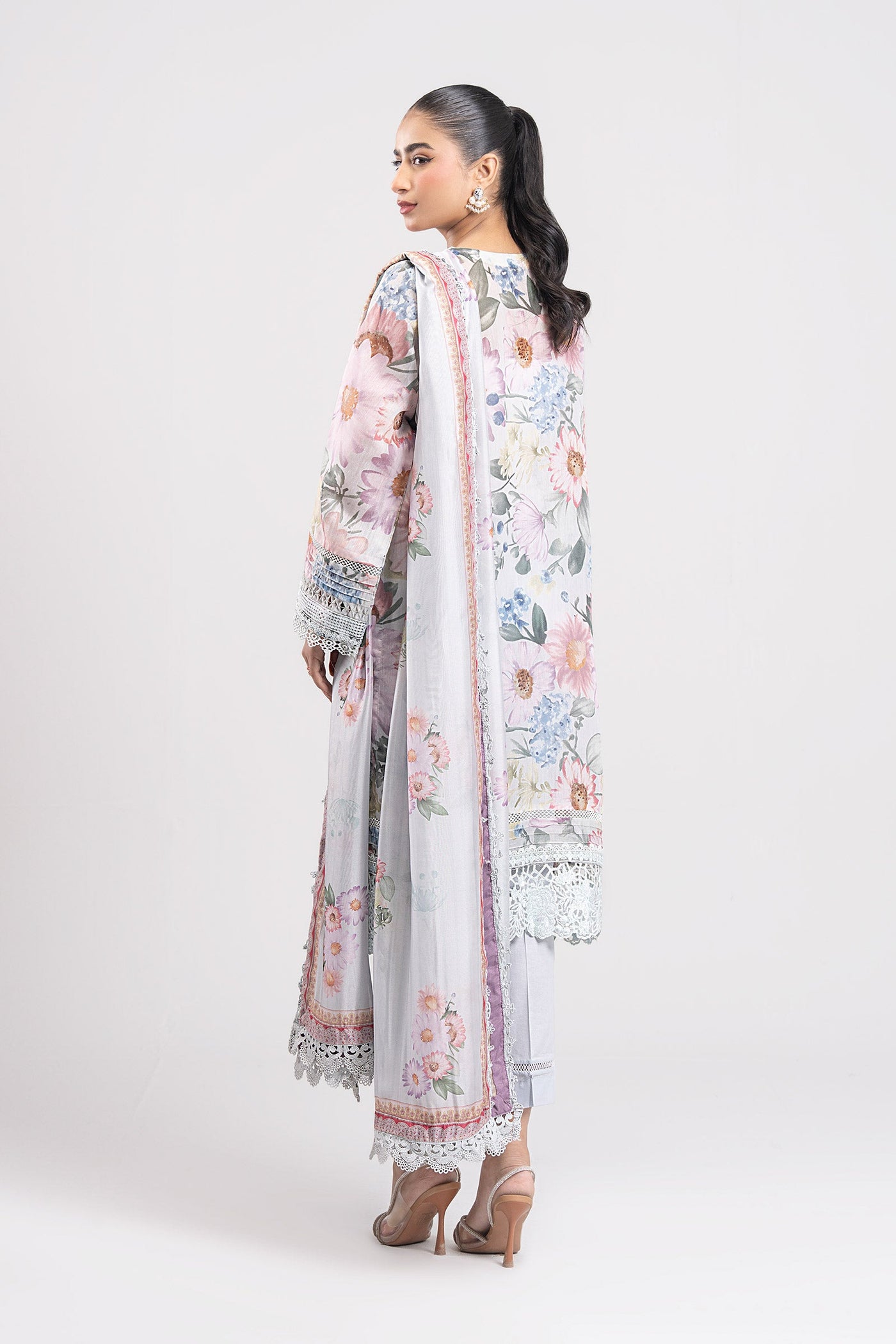 3 Pc Printed Silk Suit