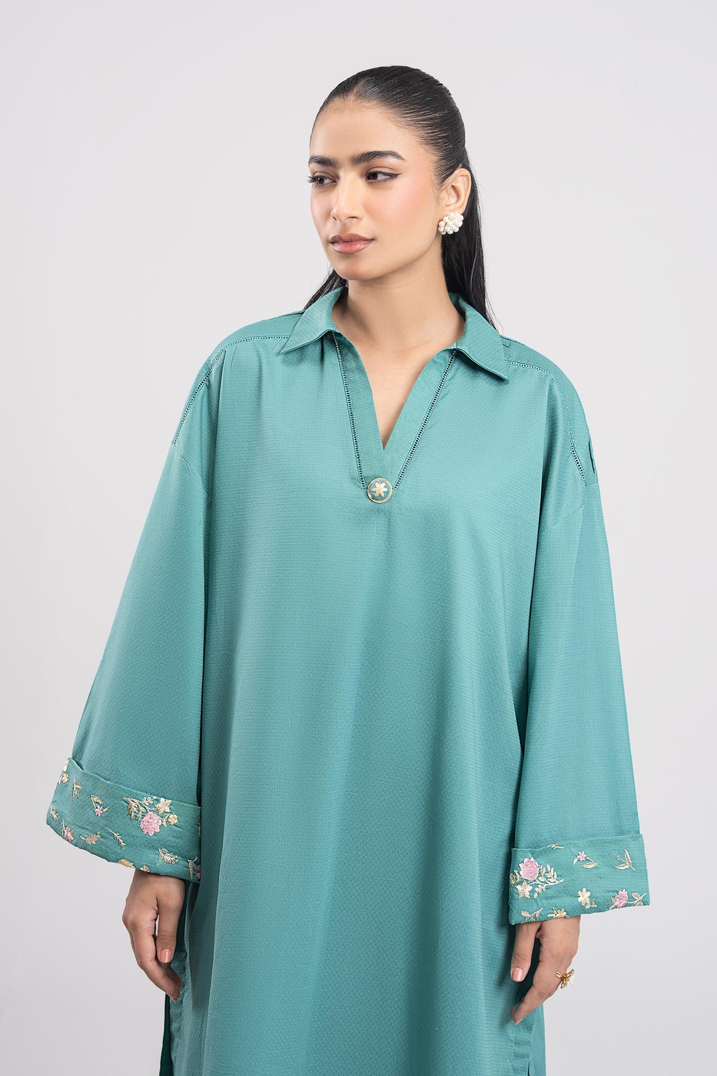 2 Pc Embroidered Dobby Viscose Suit