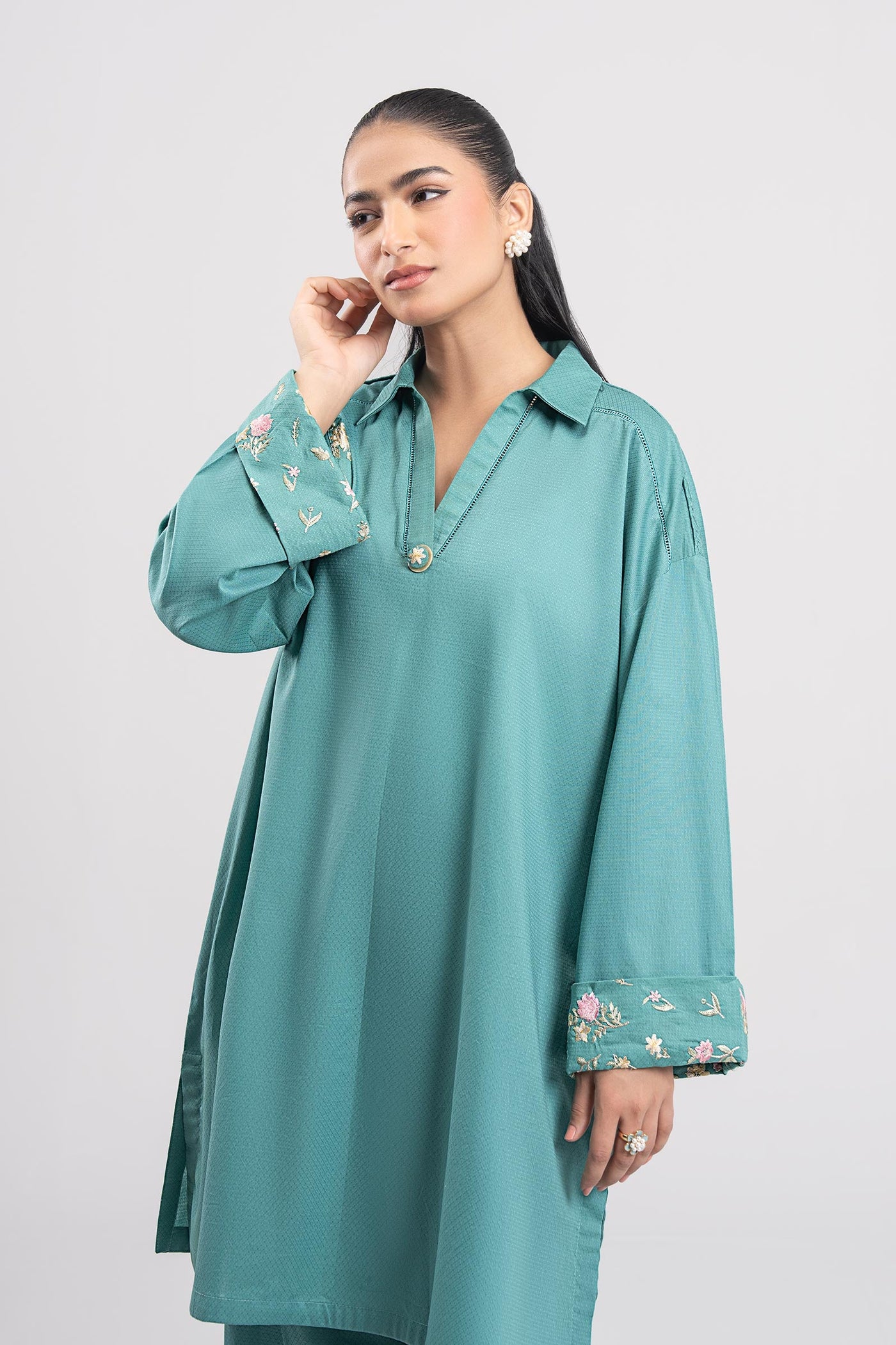 2 Pc Embroidered Dobby Viscose Suit