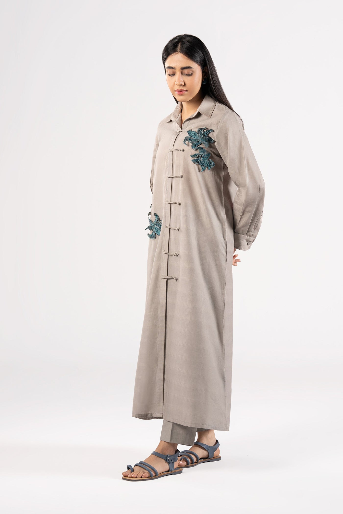 Embroidered Textured Cotton Shirt