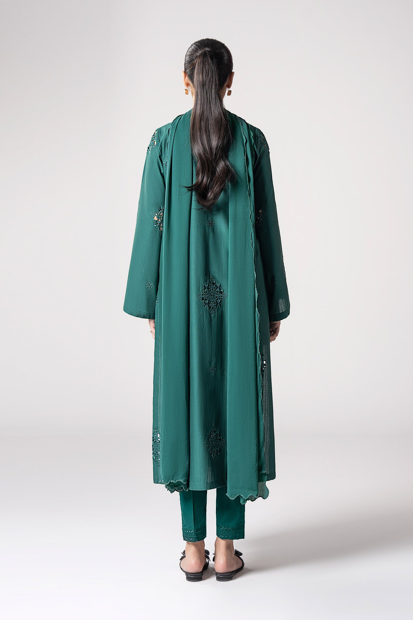 2 Pc Embroidered Textured Cotton Suit