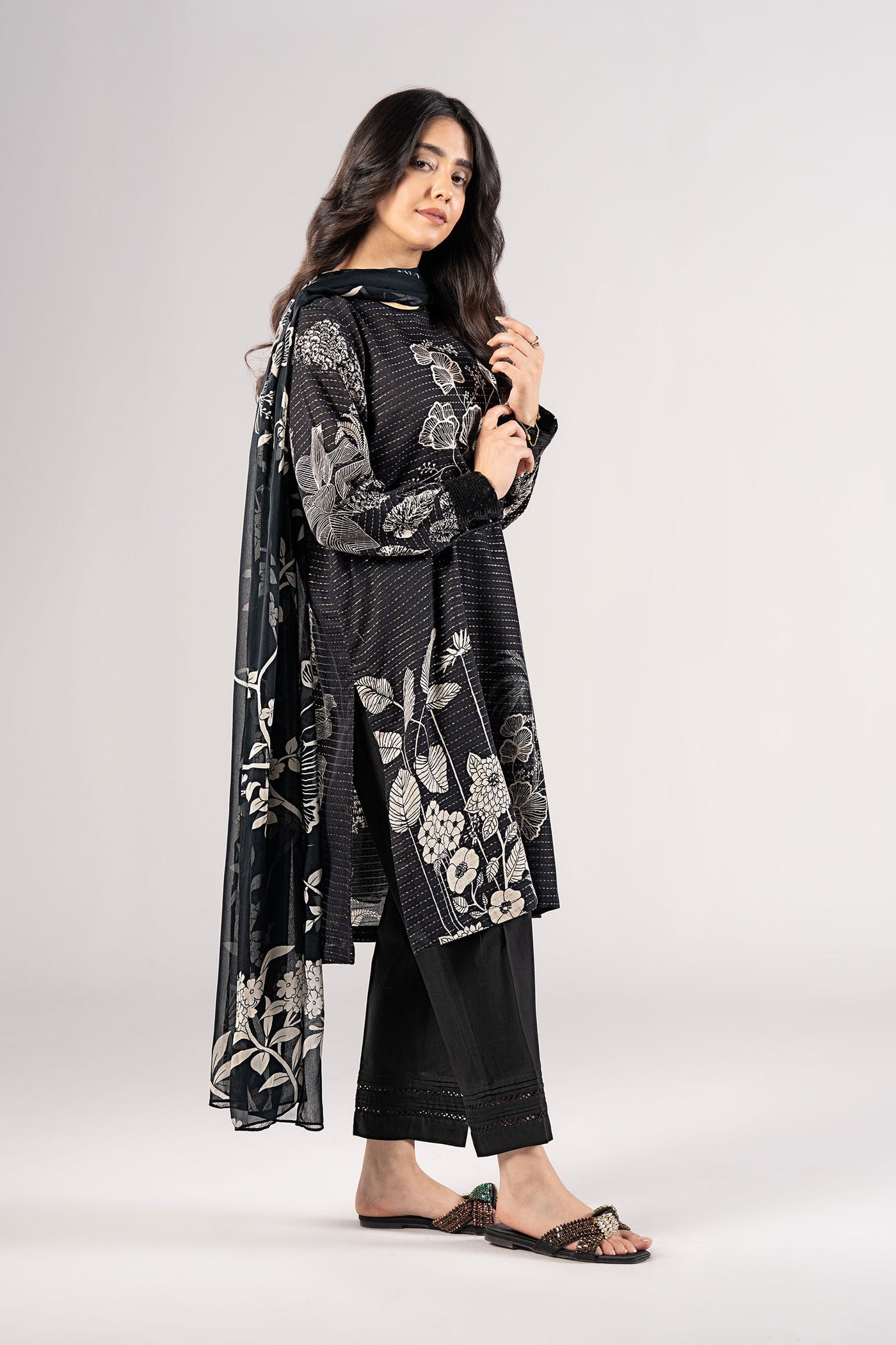 2 Pc Embroidered Lurex Cotton Suit | MB-CS25-174
