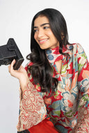 2 Pc Embroidered Lurex Cotton Suit