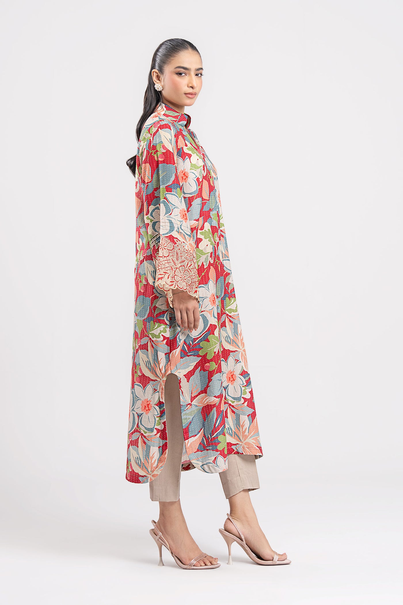 2 Pc Embroidered Lurex Cotton Suit