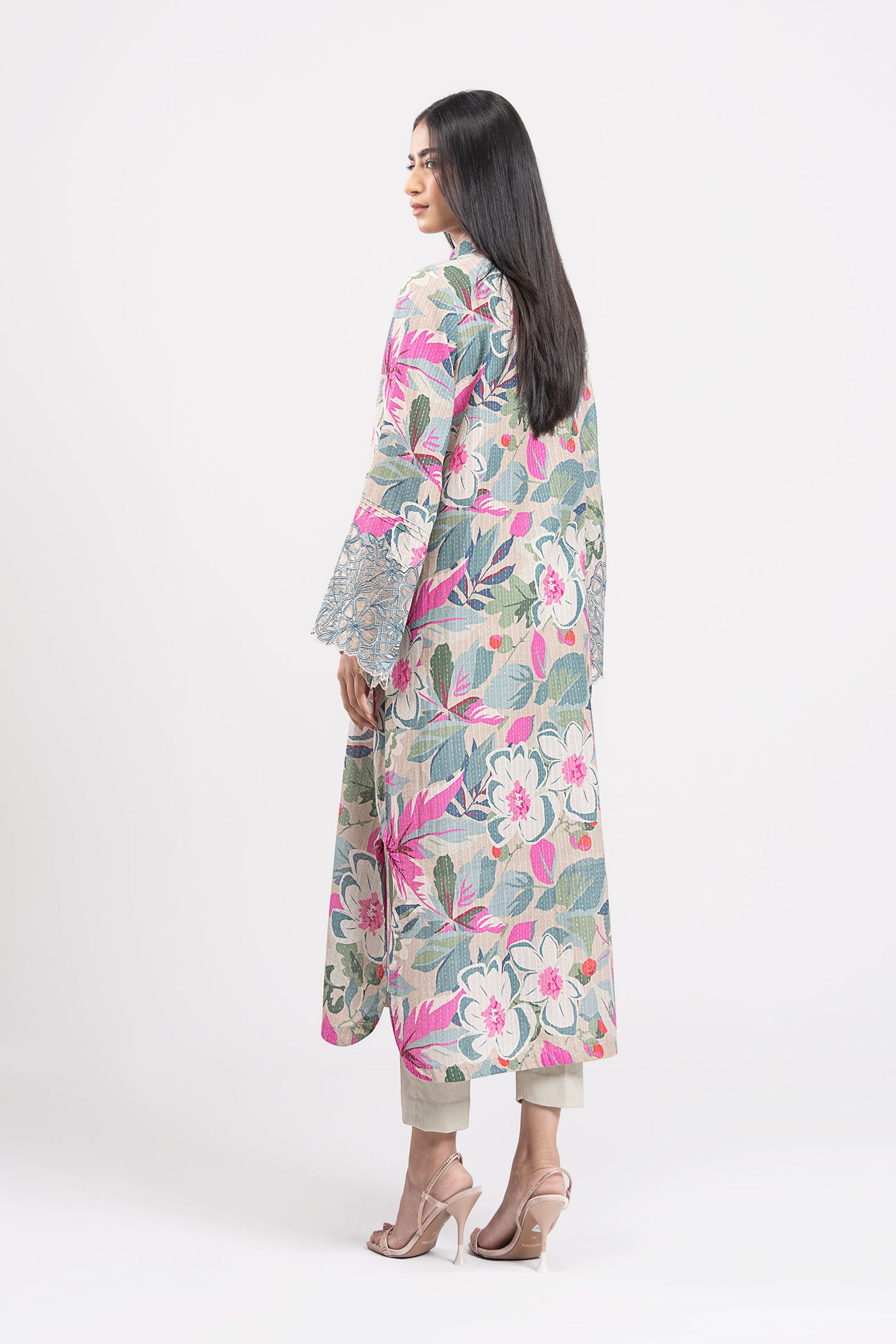 2 Pc Embroidered Lurex Cotton Suit