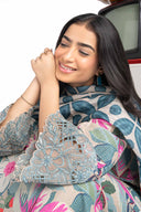 2 Pc Embroidered Lurex Cotton Suit