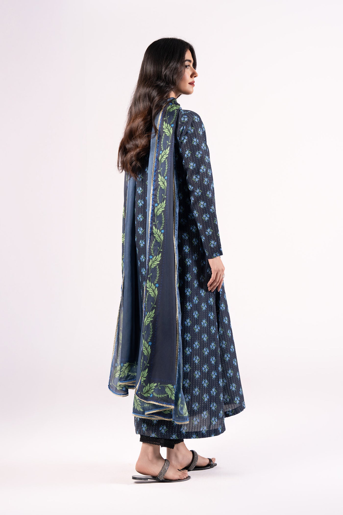 2 Pc Printed Lurex Cotton Suit