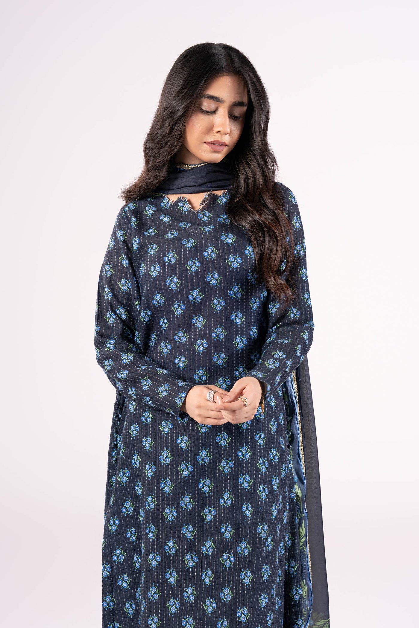 2 Pc Printed Lurex Cotton Suit