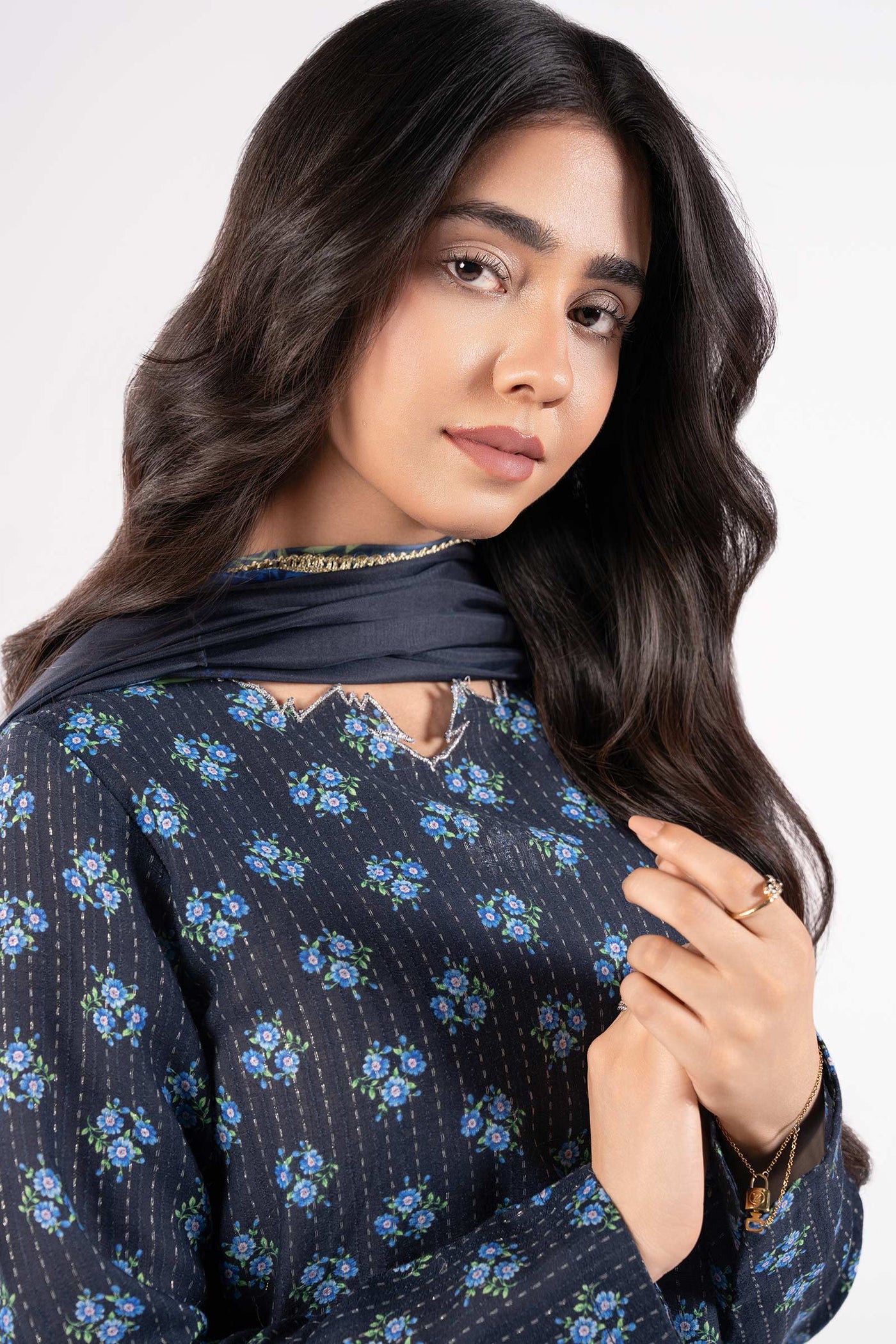 2 Pc Printed Lurex Cotton Suit