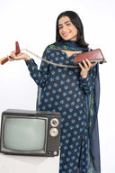 2 Pc Printed Lurex Cotton Suit