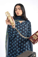 2 Pc Printed Lurex Cotton Suit