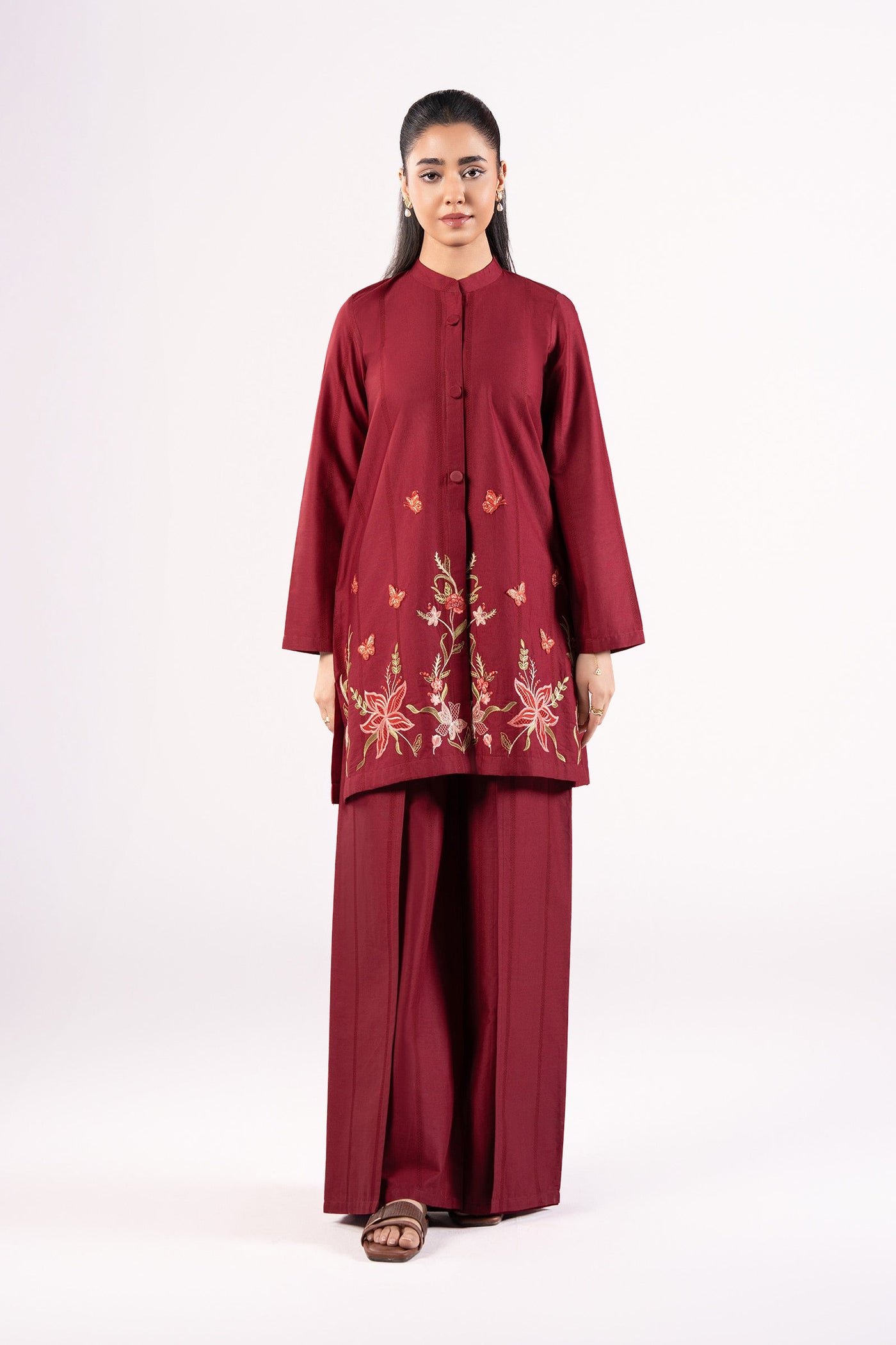 2 Pc Embroidered Textured Cotton Suit | MB-CS25-184